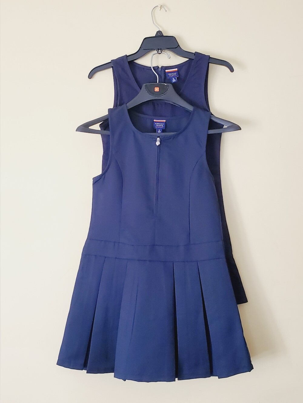 French Toast Girls Navy Blue School Uniform Dress 2 Piece Bundle (Sizes 10 & 12)